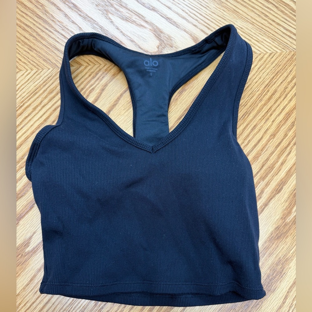 ALO Yoga V-Neck Black Sports Bra